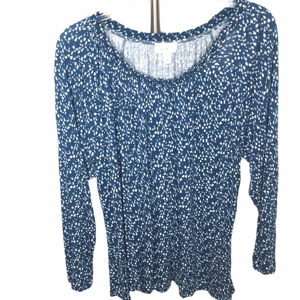 Jaclyn Smith Scoopneck Blue White Blouse